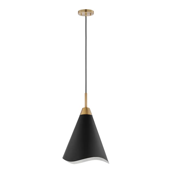 Nuvo Tango 1-Light Medium Pendant - Matte Black with Burnished Brass 60/7473 - main